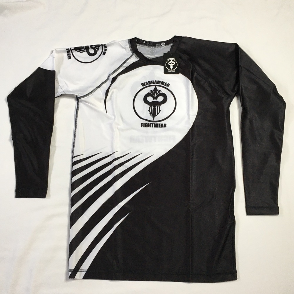 Warhammer black white long sleeve rash guard XXL